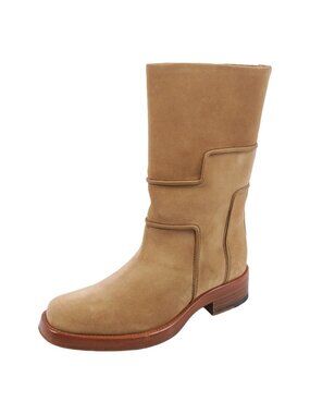 Hermes Boots Short H Logo Shoes Suede Beige